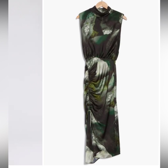 All Saints Green and Black Midi Dress - Picture 3 of 3